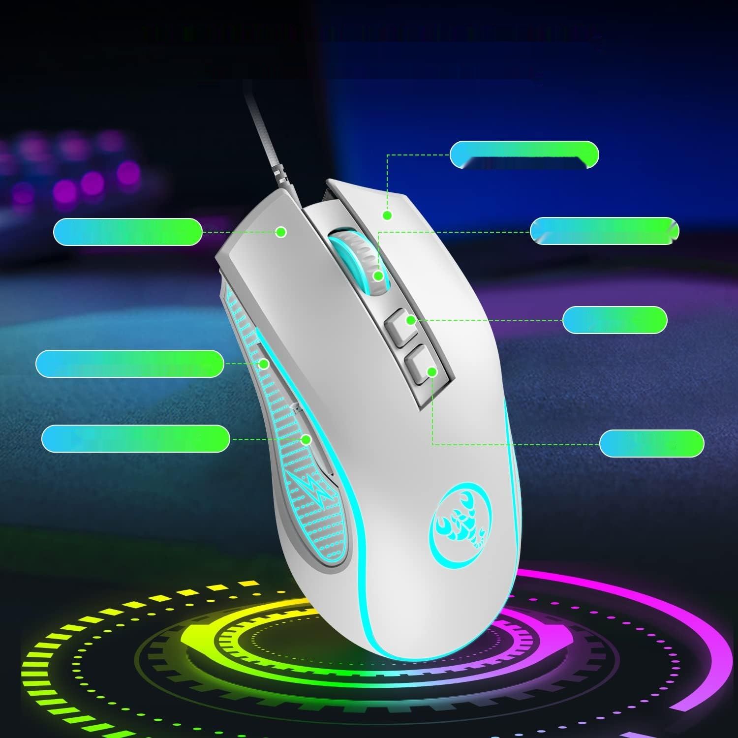Zestaw Klawiatura i Mysz do Gier RGB, Klawiatura 61 klawiszy + Mysz 3600 DPI
