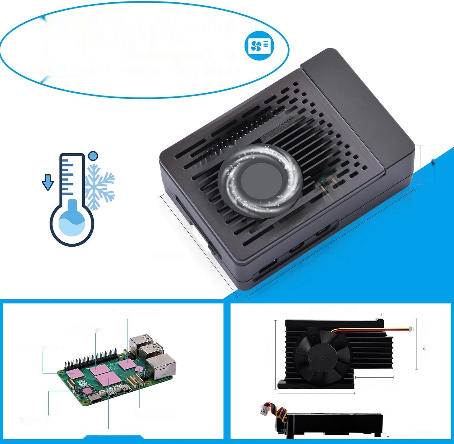 GeeekPi Zestaw startowy dla Raspberry Pi 5 8 GB, karta SD 128 GB, chłodzenie
