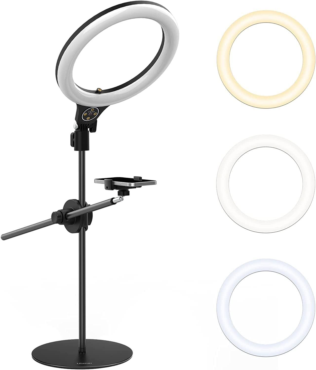 10&#39;&#39; Pierścieniowa Lampa, ULANZI, 3500k-6500K, na Telefon, do TikToka, Makijażu
