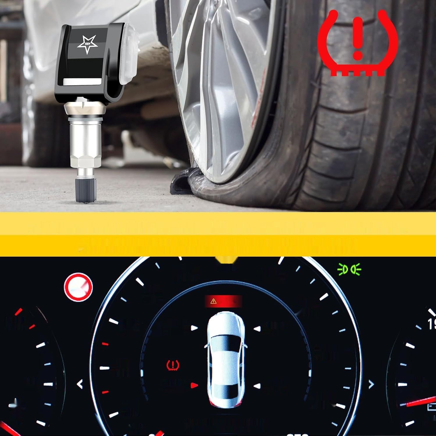 GEARZAAR ACLONG TPMS Sensor 433 MHz dla BMW, TPM 36106872774, 4 szt.