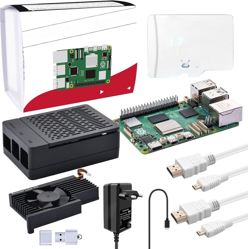 GeeekPi Zestaw startowy dla Raspberry Pi 5 8 GB, karta SD 128 GB, chłodzenie