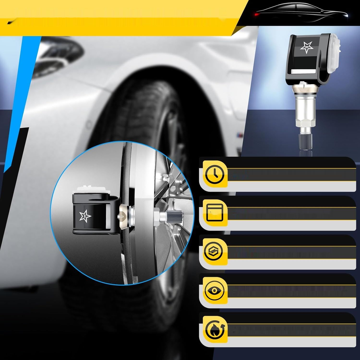 GEARZAAR ACLONG TPMS Sensor 433 MHz dla BMW, TPM 36106872774, 4 szt.