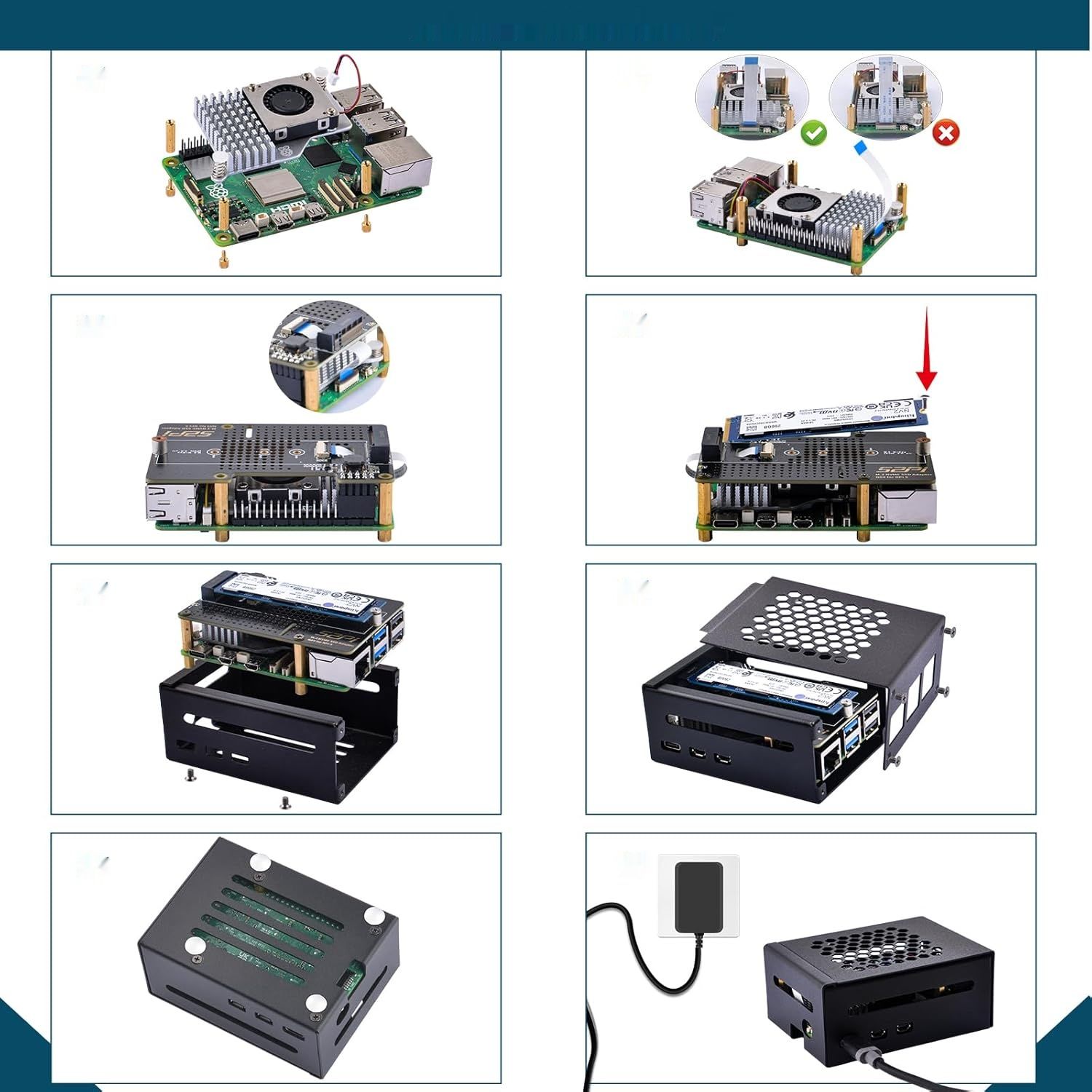 GeeekPi Zestaw Startowy dla Raspberry Pi 5 8GB z M.2 NVMe SSD i akcesoriami