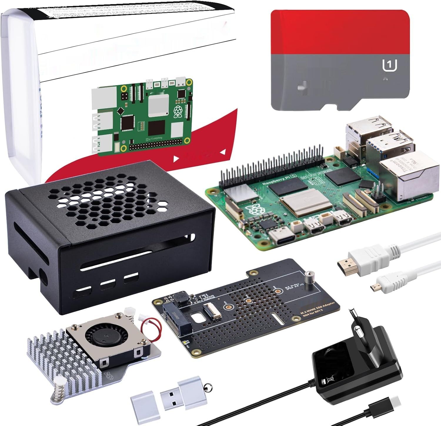 GeeekPi Zestaw Startowy dla Raspberry Pi 5 8GB z M.2 NVMe SSD i akcesoriami