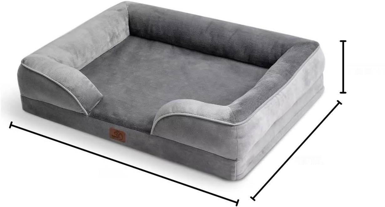 BEDSURE ortopedyczne legowisko dla psa - kanapa 89x63 cm, szare