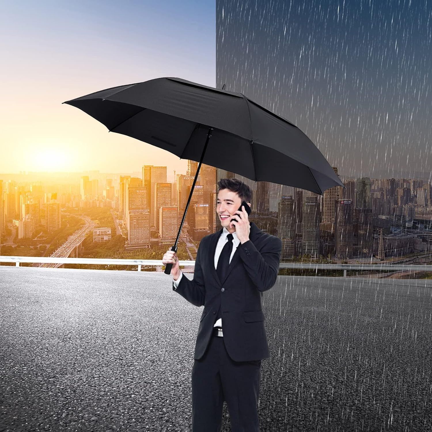 G4Free Duży Parasol Golfowy Automatyczny z Podwójnym Baldachimem