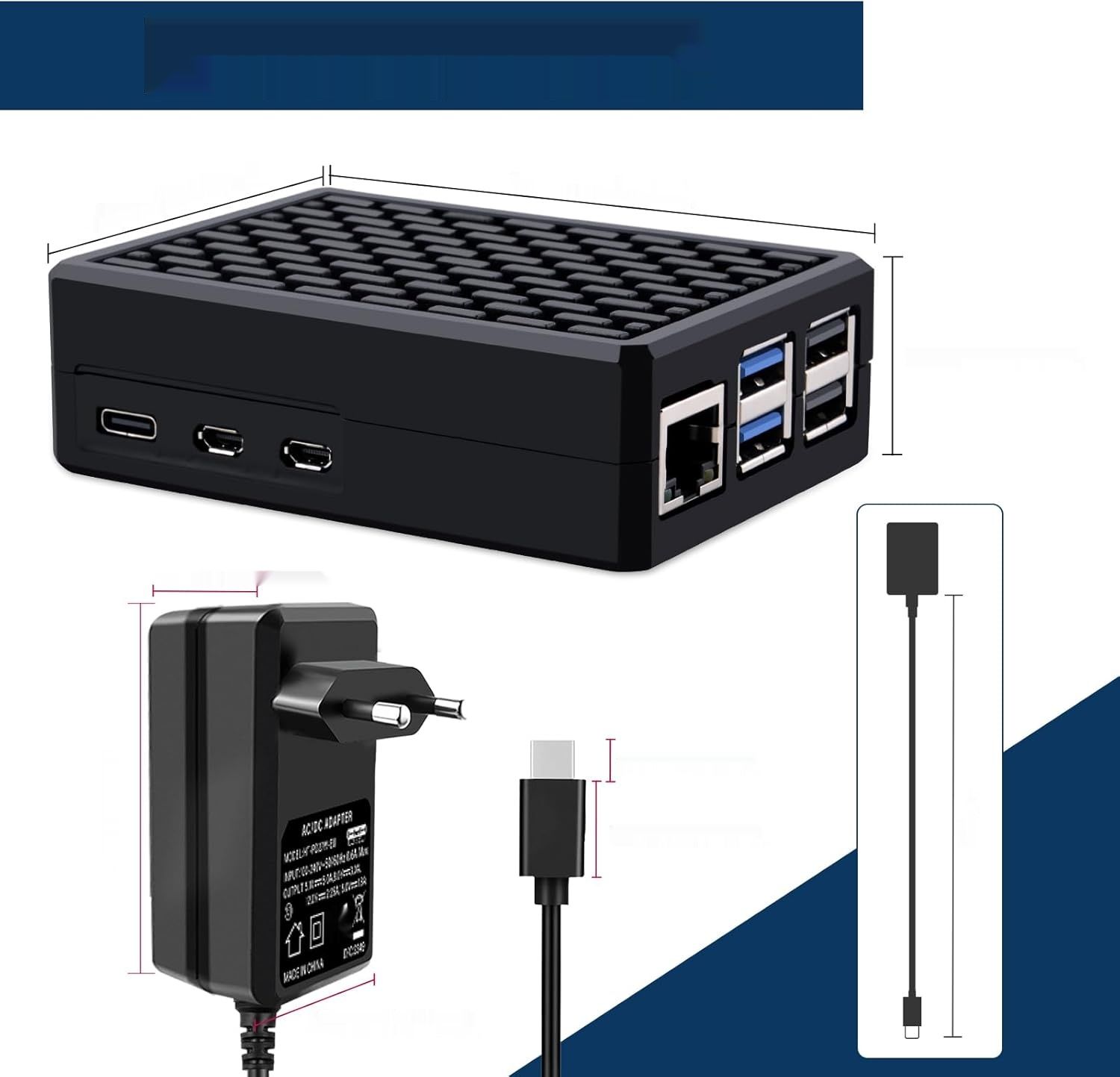 GeeekPi Raspberry Pi 5 8GB, obudowa, SD 64GB, 2x HDMI, zasilacz USB-C 27W.