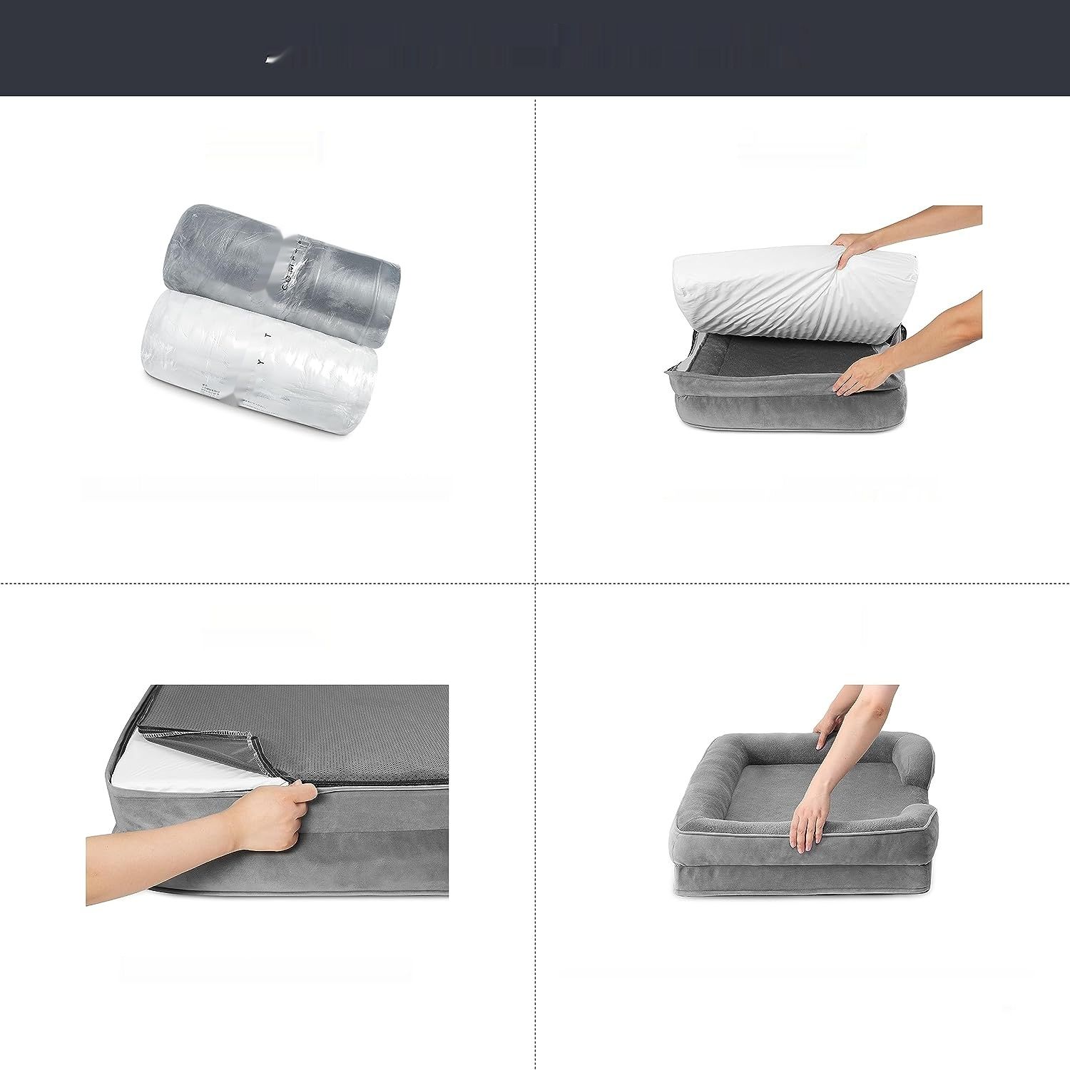 BEDSURE ortopedyczne legowisko dla psa - kanapa 89x63 cm, szare