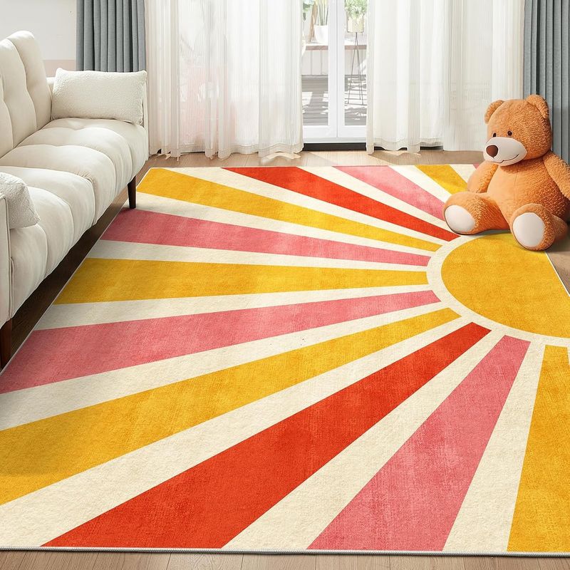 Dywan Zmywalny Antypoślizgowy 152x213 cm Żółtawoczerwony