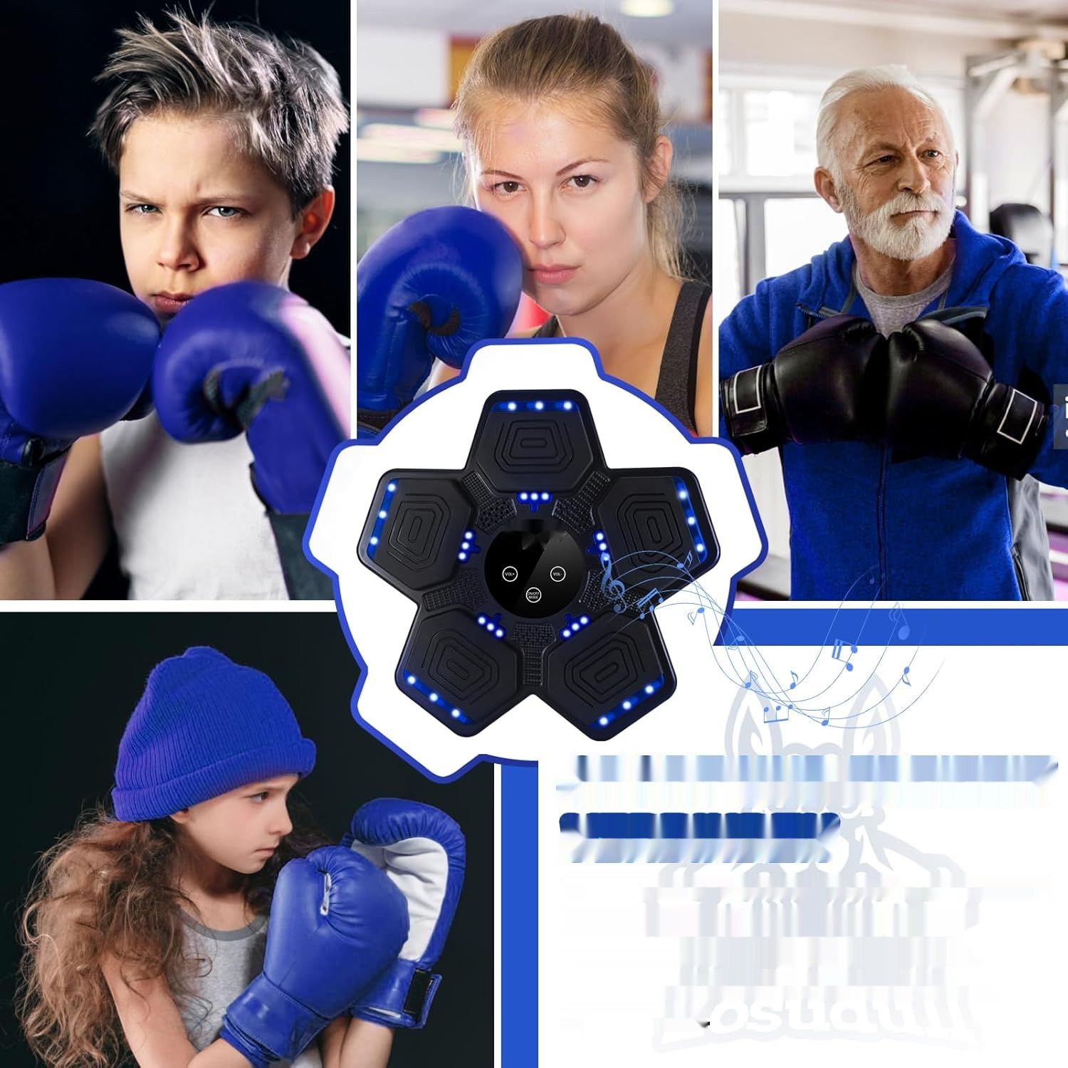 Zosudull Music Boxing Machine, Inteligentna Maszyna Bokserska LED, Bluetooth