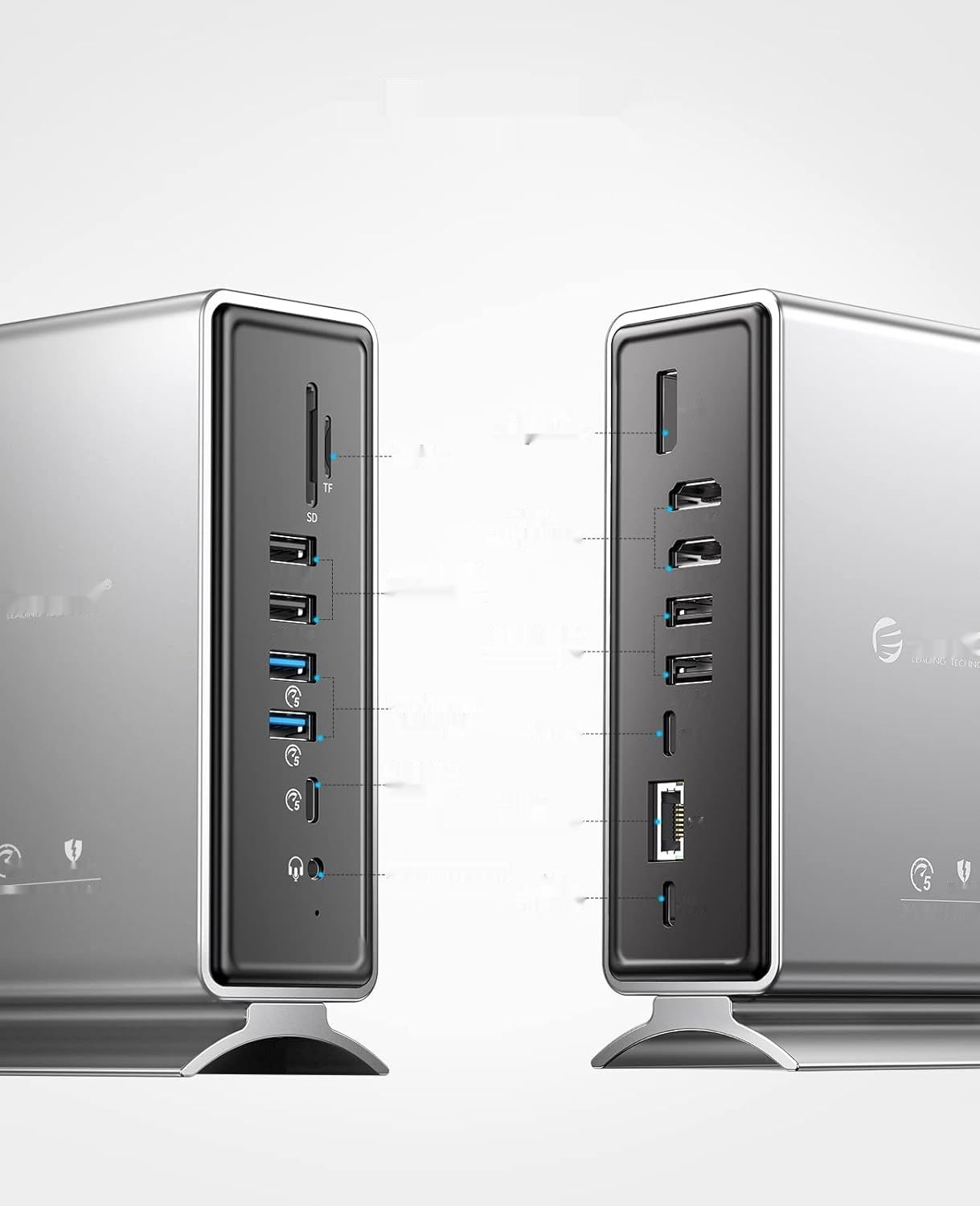 ORICO Stacja dokująca 15 w 1 z podwójnym 4K, 2 HDMI, USB, 100W PD, RJ45.