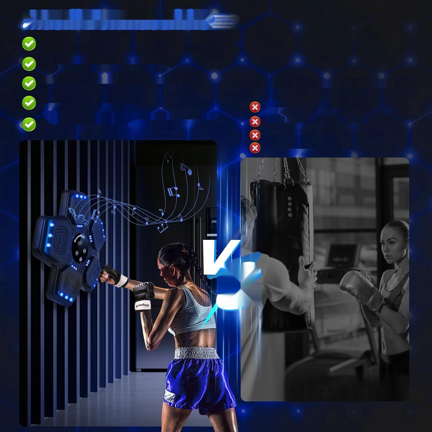 Zosudull Music Boxing Machine, Inteligentna Maszyna Bokserska LED, Bluetooth