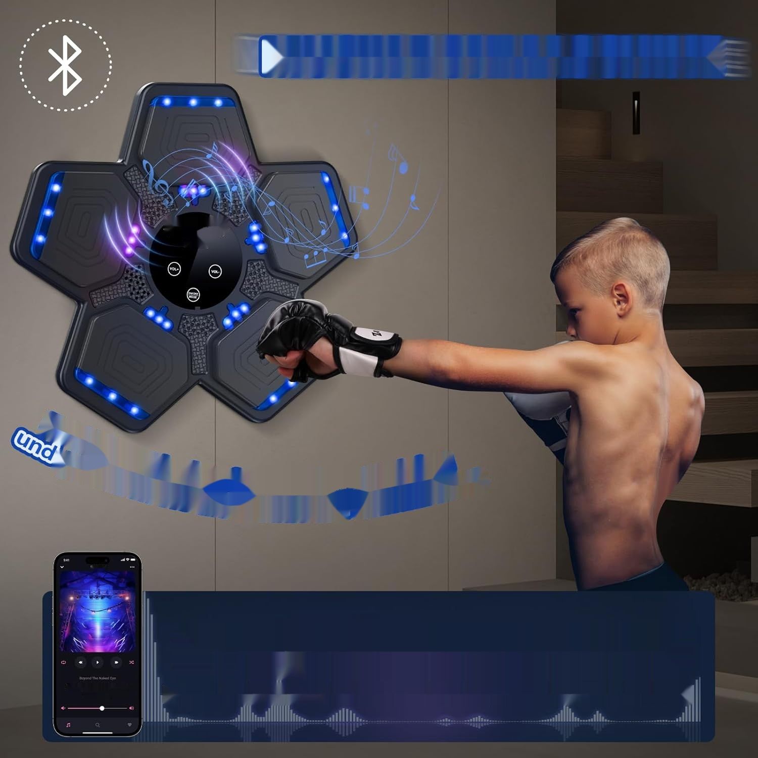 Zosudull Music Boxing Machine, Inteligentna Maszyna Bokserska LED, Bluetooth