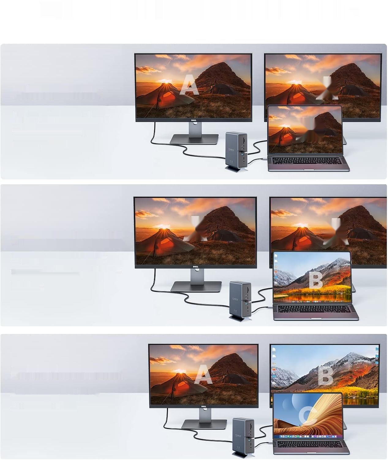 ORICO Stacja dokująca 15 w 1 z podwójnym 4K, 2 HDMI, USB, 100W PD, RJ45.