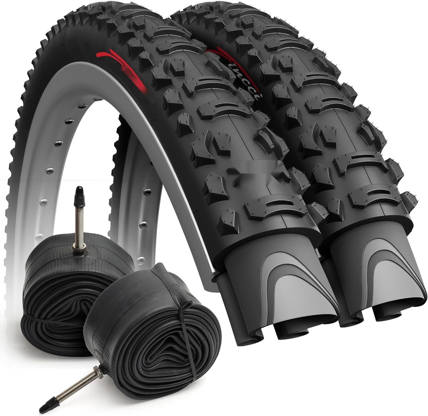Fincci Opony Rowerowe 26 x 1.95 Cala z Dętką Presta 48 mm MTB/E-bike.