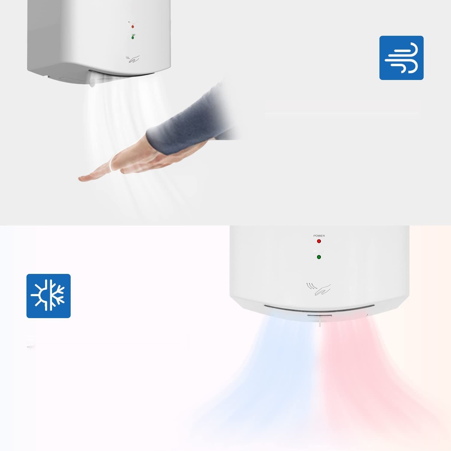 Suszarka do rąk AIKE AK2630S 220V 1400W biała, 10 s suszenia.