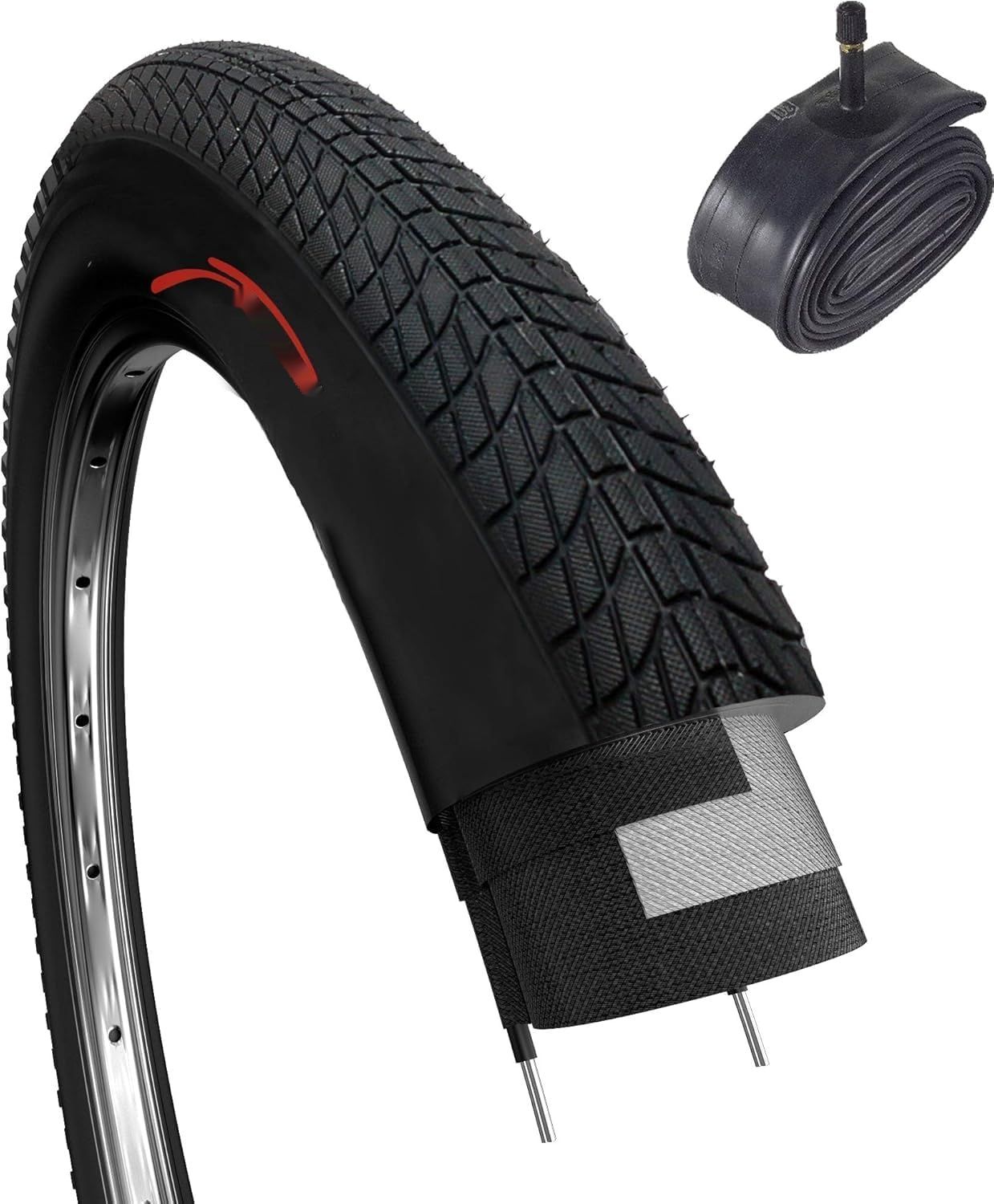 Fincci Opony BMX 20x1,75 z dętką, wentyl Schradera, płaszcz 47-406.