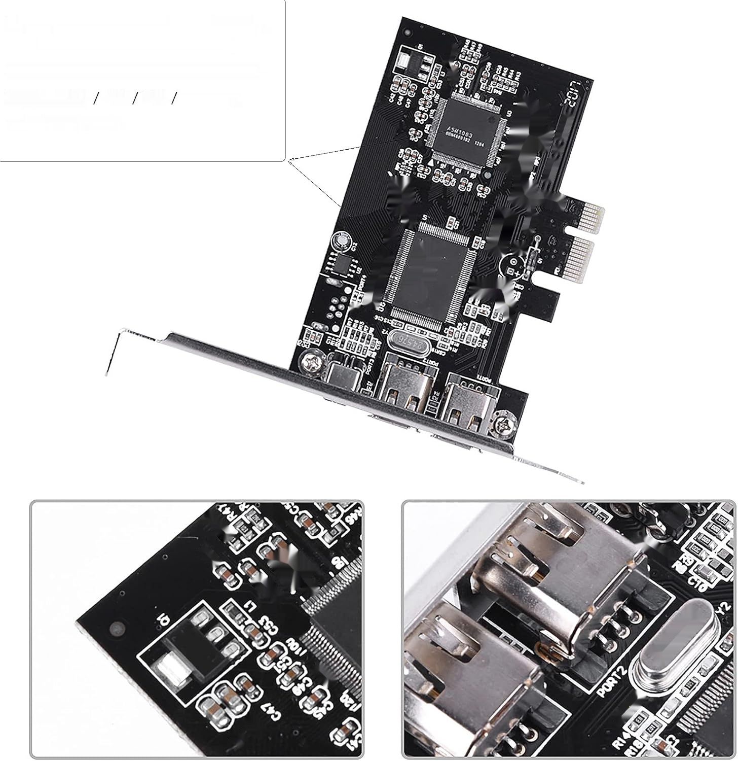 Cuifati PCIe, Kontroler Adapter IEEE 1394, 4 Porty (3x6 Pin, 1x4 Pin).