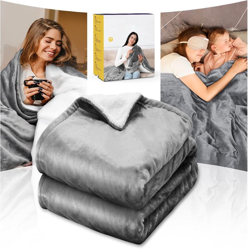 Qfun Dwustronny Koc Elektryczny 180x100cm, szybkie nagrzewanie, 6 temp.