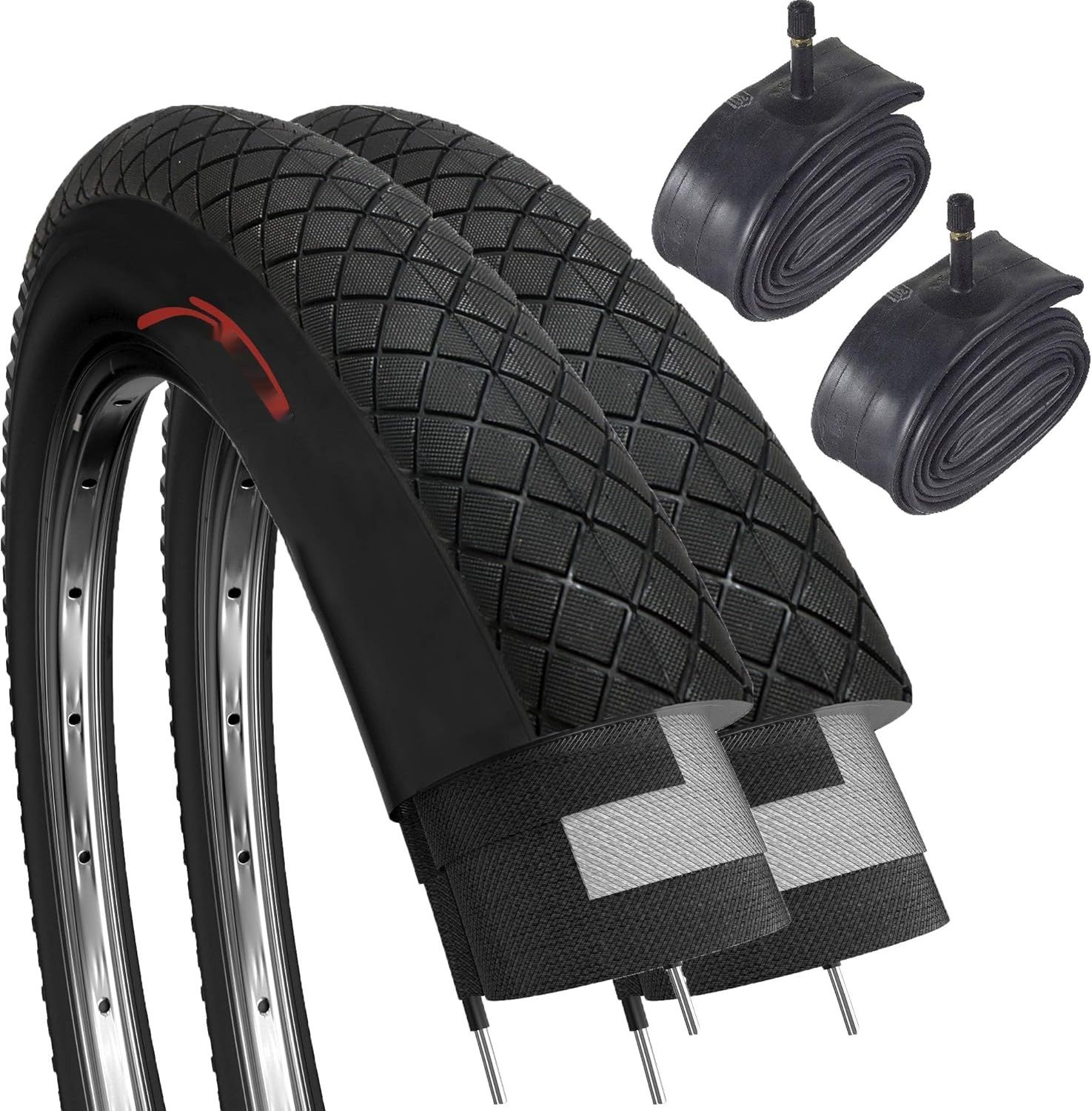 Fincci Para opon BMX 20x1,95 z dętkami Schradera – 2 sztuki, MTB.