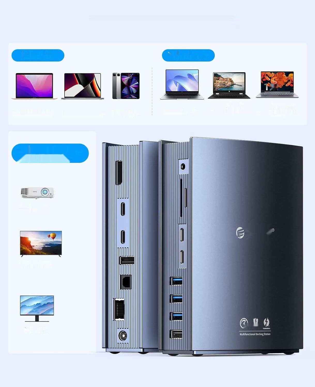 ORICO 15 w 1 Thunderbolt 3 stacja dokująca, 60W, 40Gbps, dual 4K 60Hz