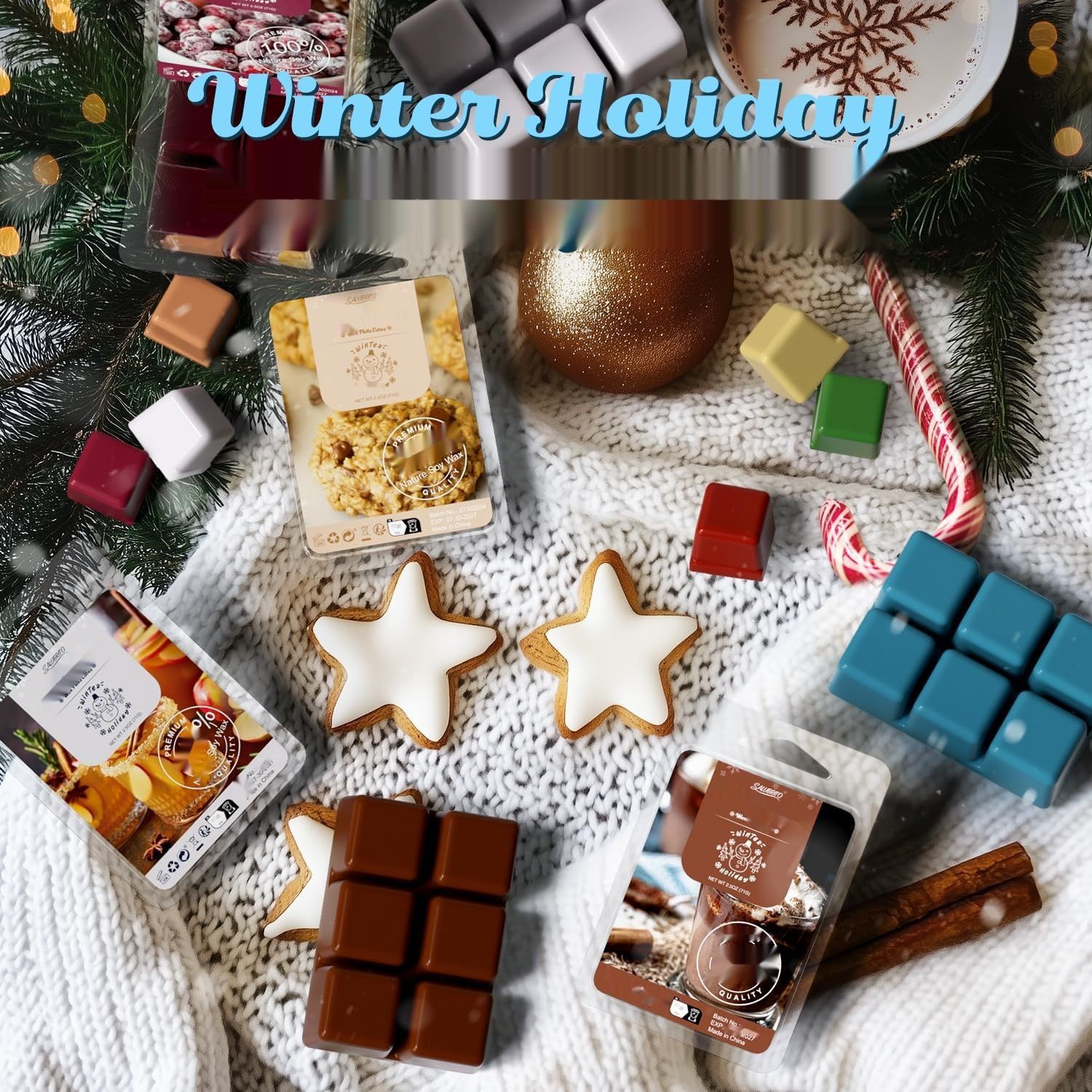 Salubrito Winter Wosk do Kominka, Sojowe Kostki Zapachowe, Prezent dla Kobiet