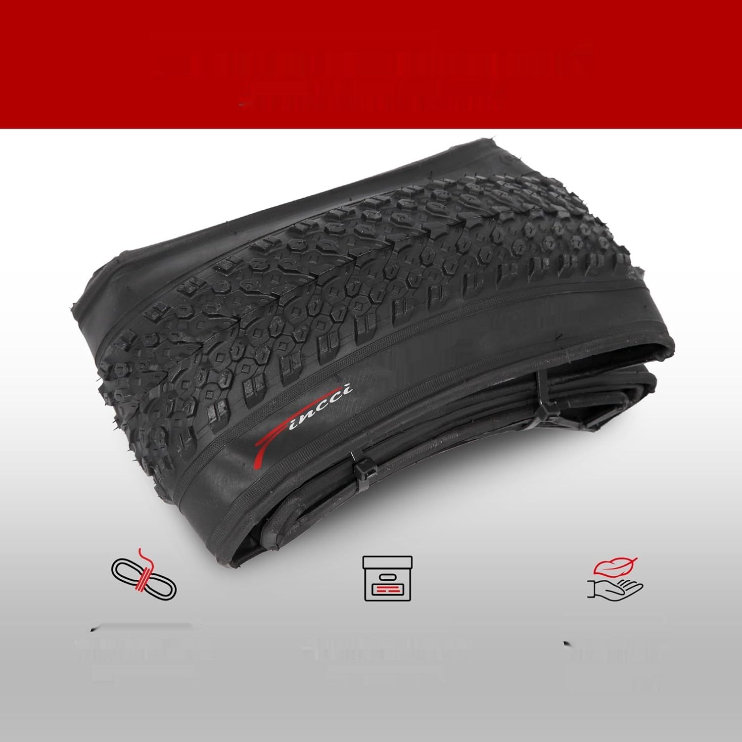 Fincci Opony Rowerowe 26 Cal - Opony MTB 26 x 2.125, Składane Opony