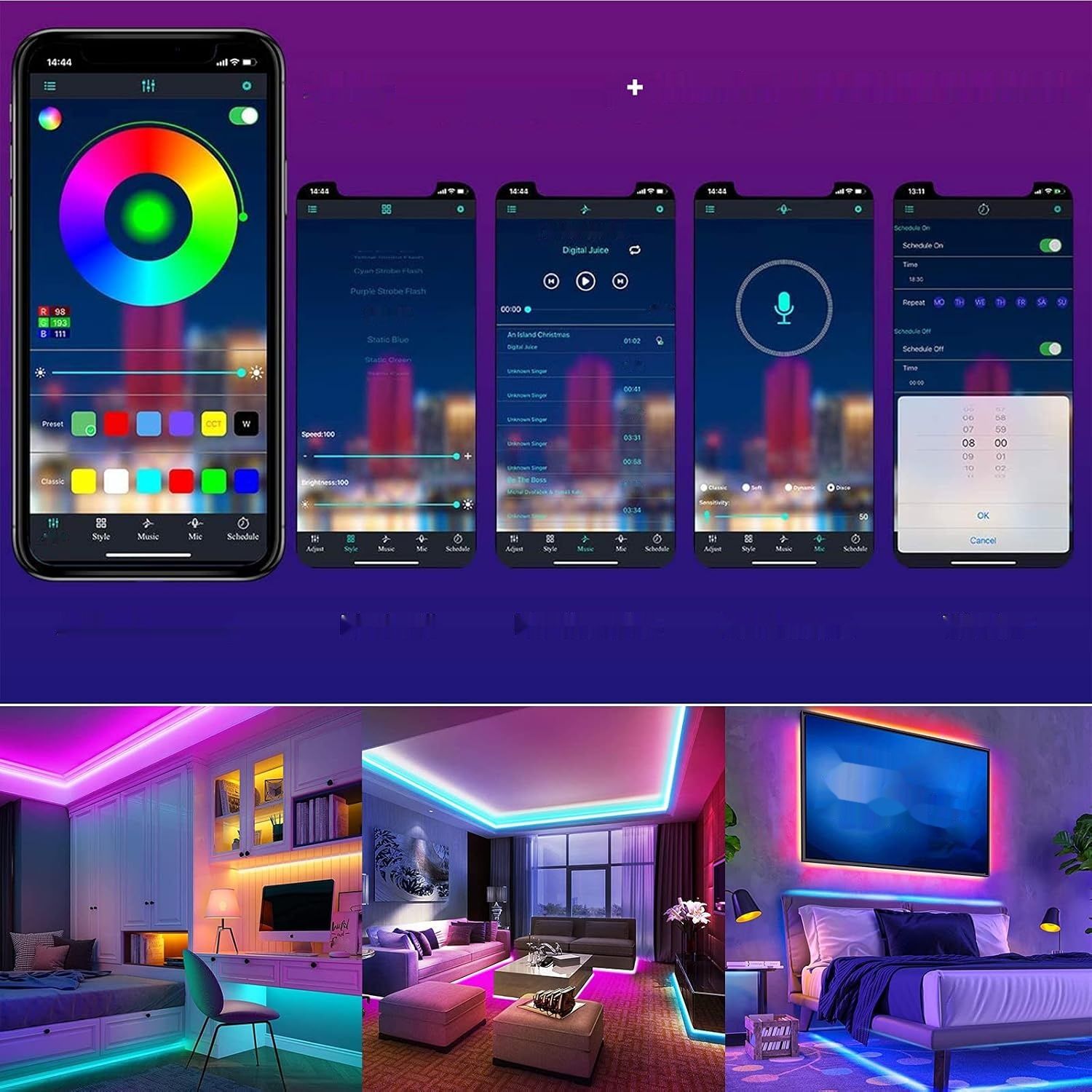 ALED Light LED RGB 5050 SMD 600 10m nie jest wodoodporna, pilot 44 przyciski.