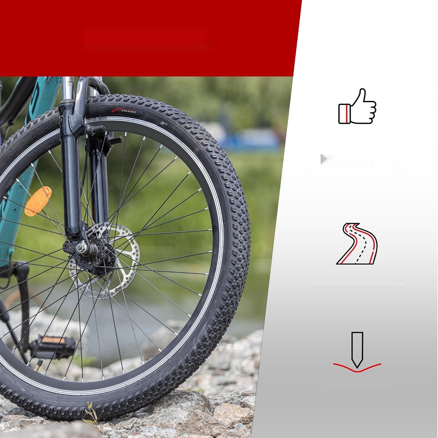 Fincci Opony Rowerowe 26 Cal - Opony MTB 26 x 2.125, Składane Opony