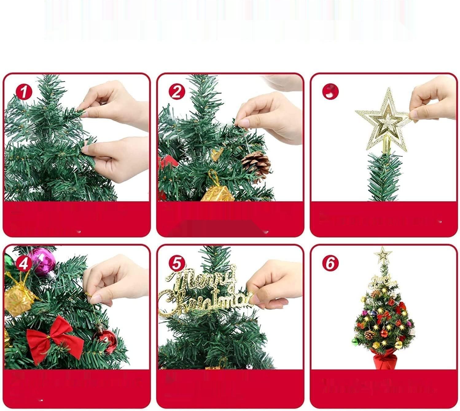 45 cm mini choinka z lampkami LED, sztuczna choinka, dekoracja świąteczna