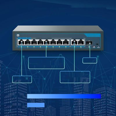 YuanLey 11-portowy gigabitowy przełącznik PoE Qos niezarządzalny Plug and Play.