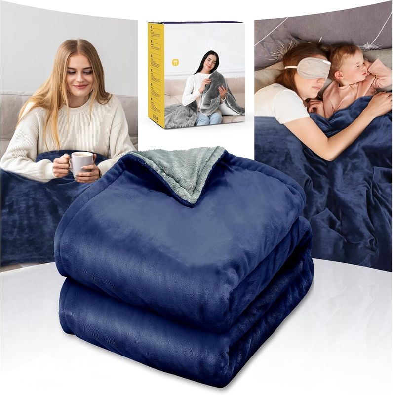 Qfun Dwustronny Koc Elektryczny 180 x 100 cm, 6 Poziomów, Zabezpieczenie