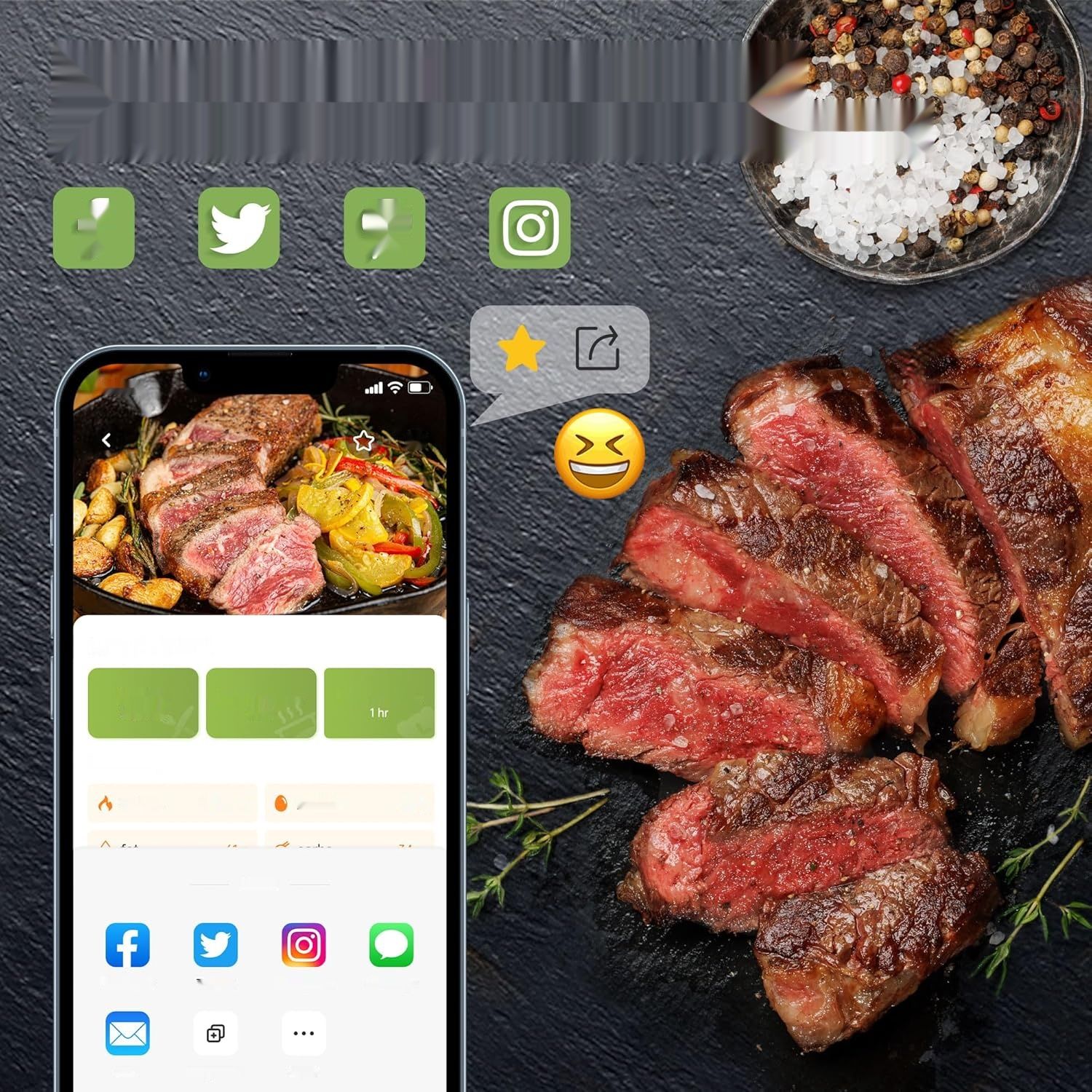 KitchenBoss WiFi Sous Vide Urządzenie IPX7, 40℃-90℃, TFT, 1100