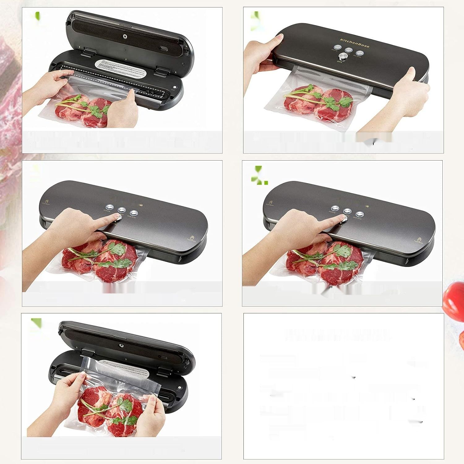 KitchenBoss Urządzenie do pakowania próżniowego 3 w 1, grafitowy szary