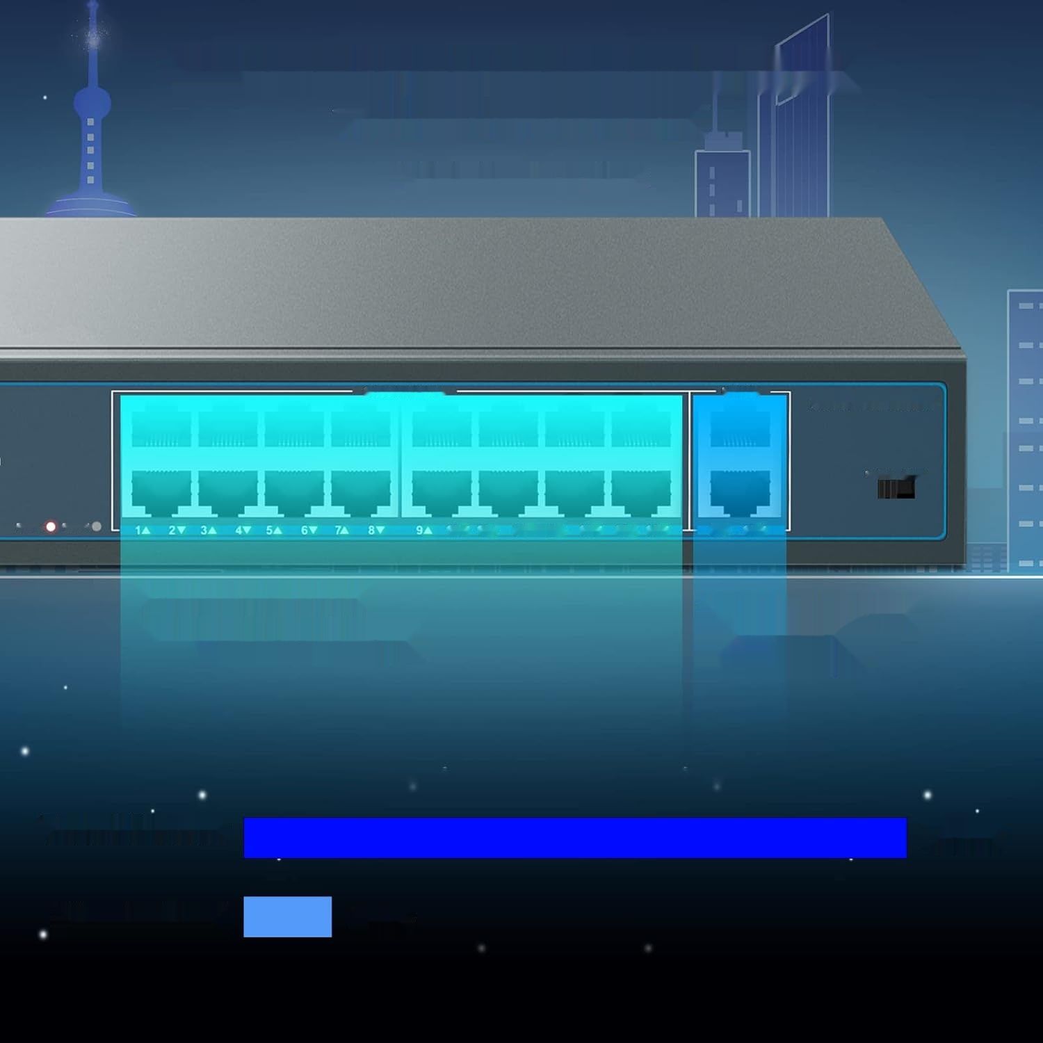 YuanLey 18-portowy przełącznik PoE, 16 PoE+1000 Mbps, 2 uplink, 250W, Plug&amp;Play