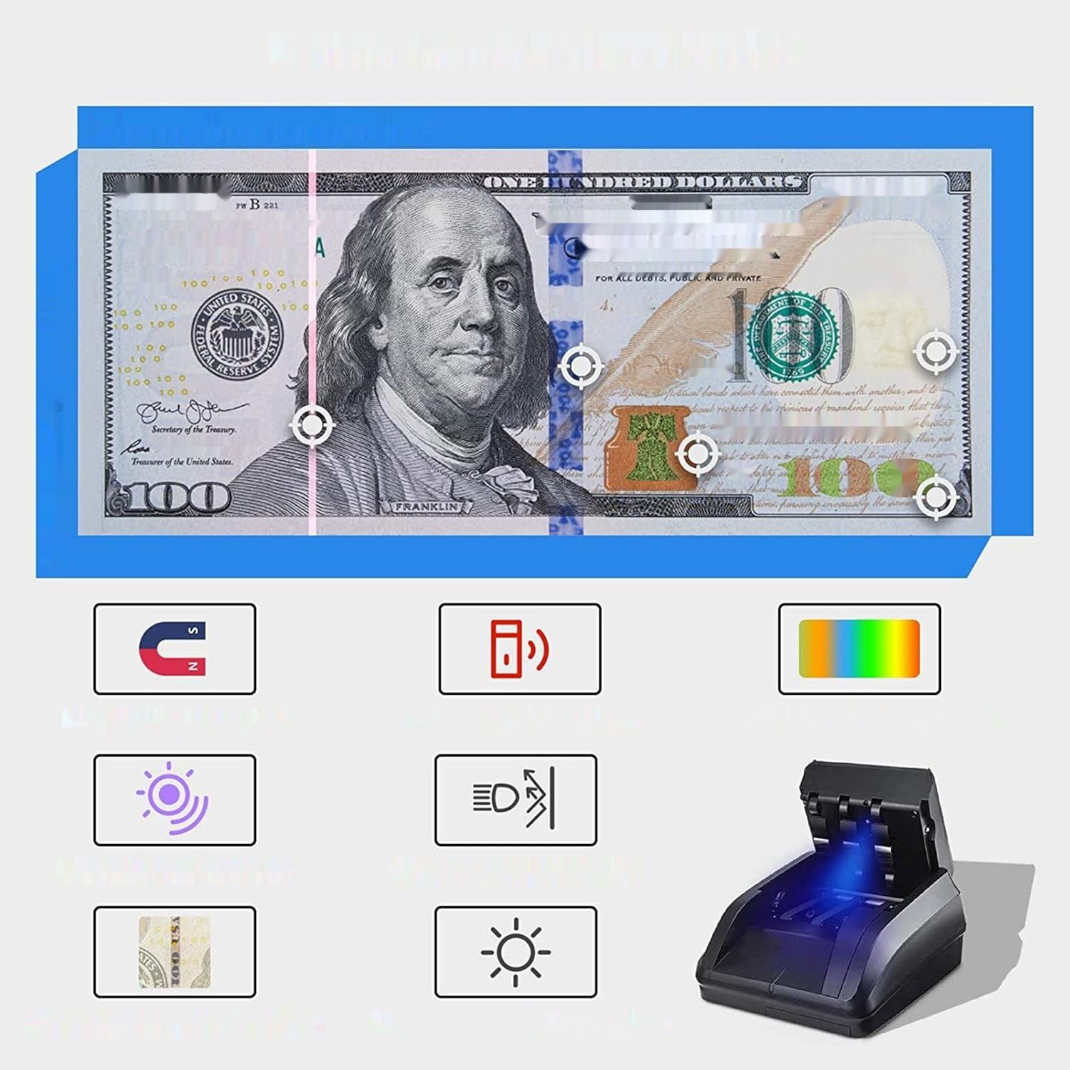 Bisofice Licznik banknotów Euro Wykrywacz fałszywych banknotów UV MG IR