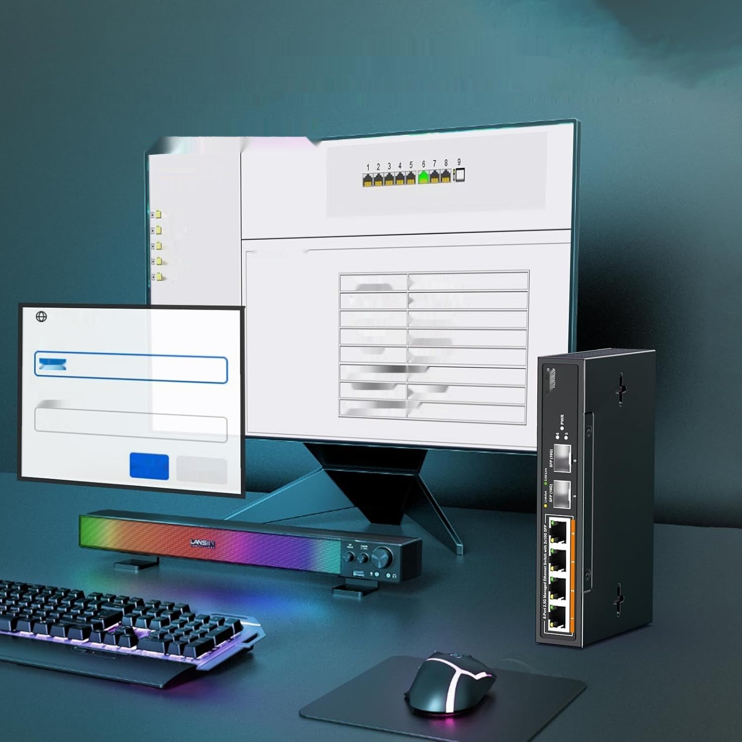 YuanLey Przełącznik 6 Portów 2,5G, 4x2,5Gbps, 2x10Gbps SFP+, QoS/VLAN/IGMP