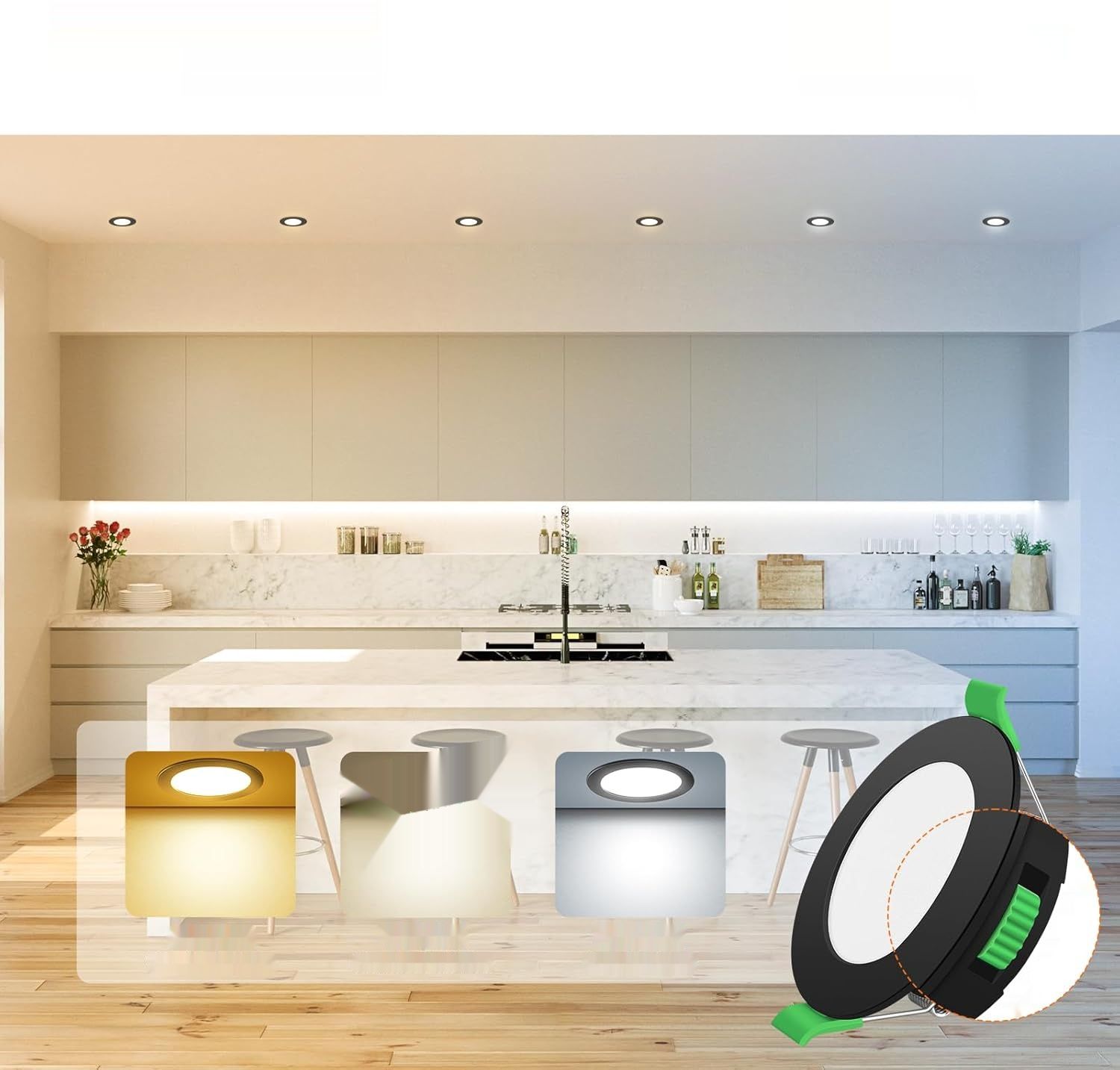 ALUSSO LIGHTING 10 W LED Reflektor, ściemnialny, 750 lm, 3CCT, IP44.
