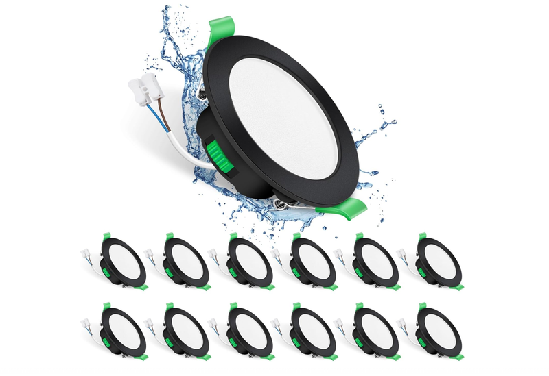 ALUSSO LIGHTING Reflektor wpuszczany LED, czarny, 230 V, IP44, 7 W.