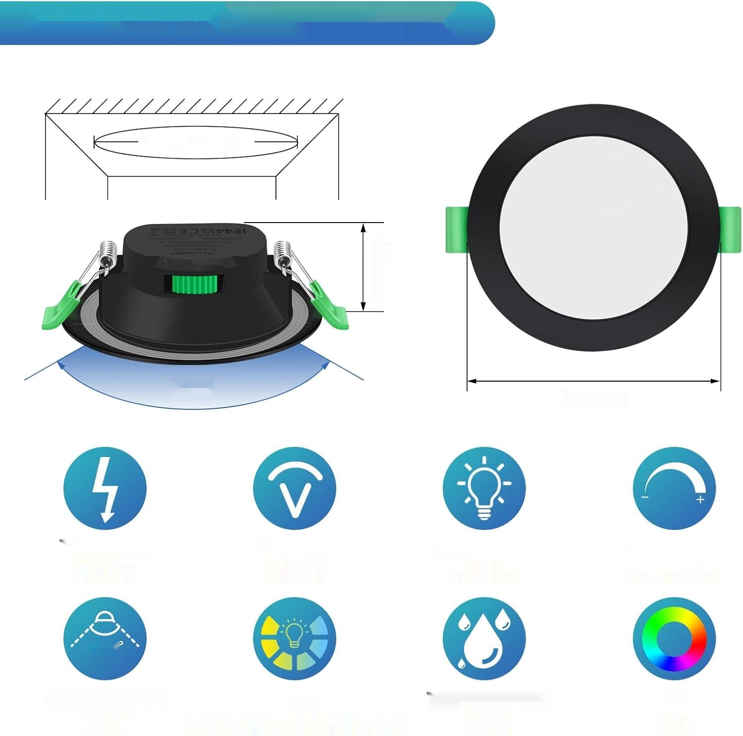 ALUSSO LIGHTING Reflektor LED 230 V, 5 W, czarny, IP65, 10 sztuk