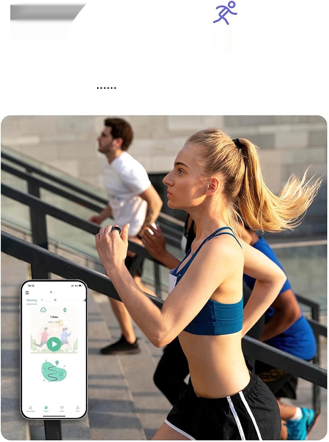 Inteligentny pierścień Monitor Zdrowia, IP68 Fitness Tętno, Bluetooth