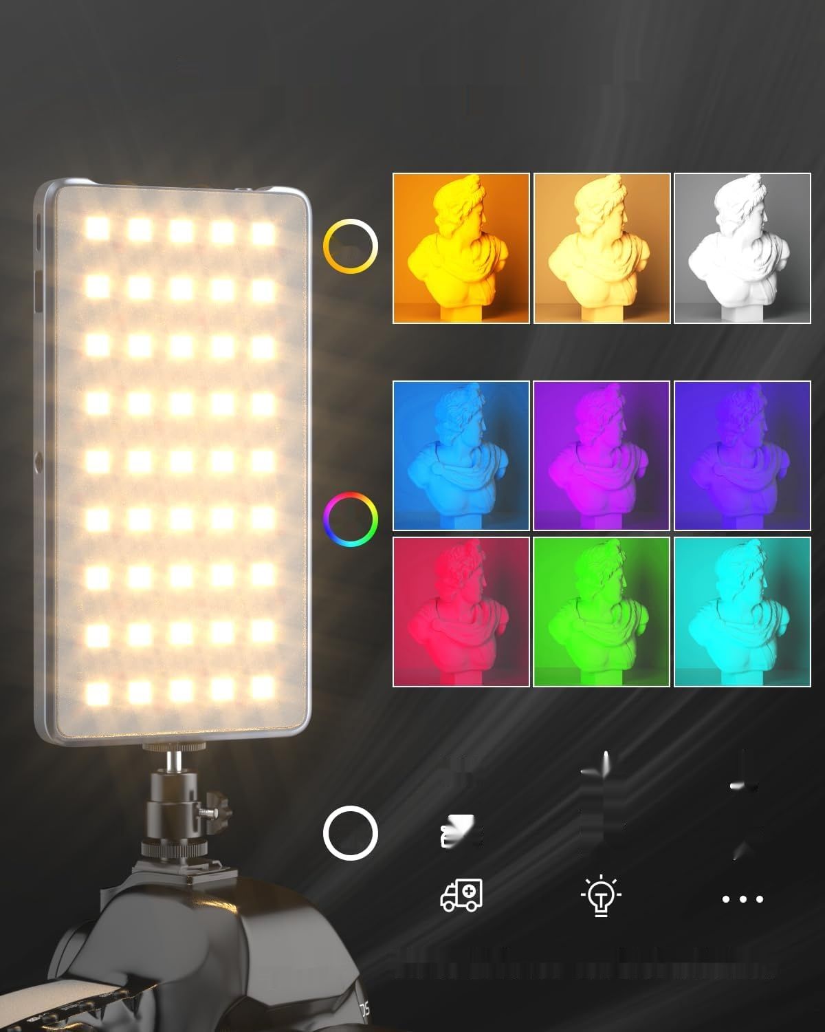 Profesjonalne oświetlenie Led RGB do kamery: z baterią 4000mAh.