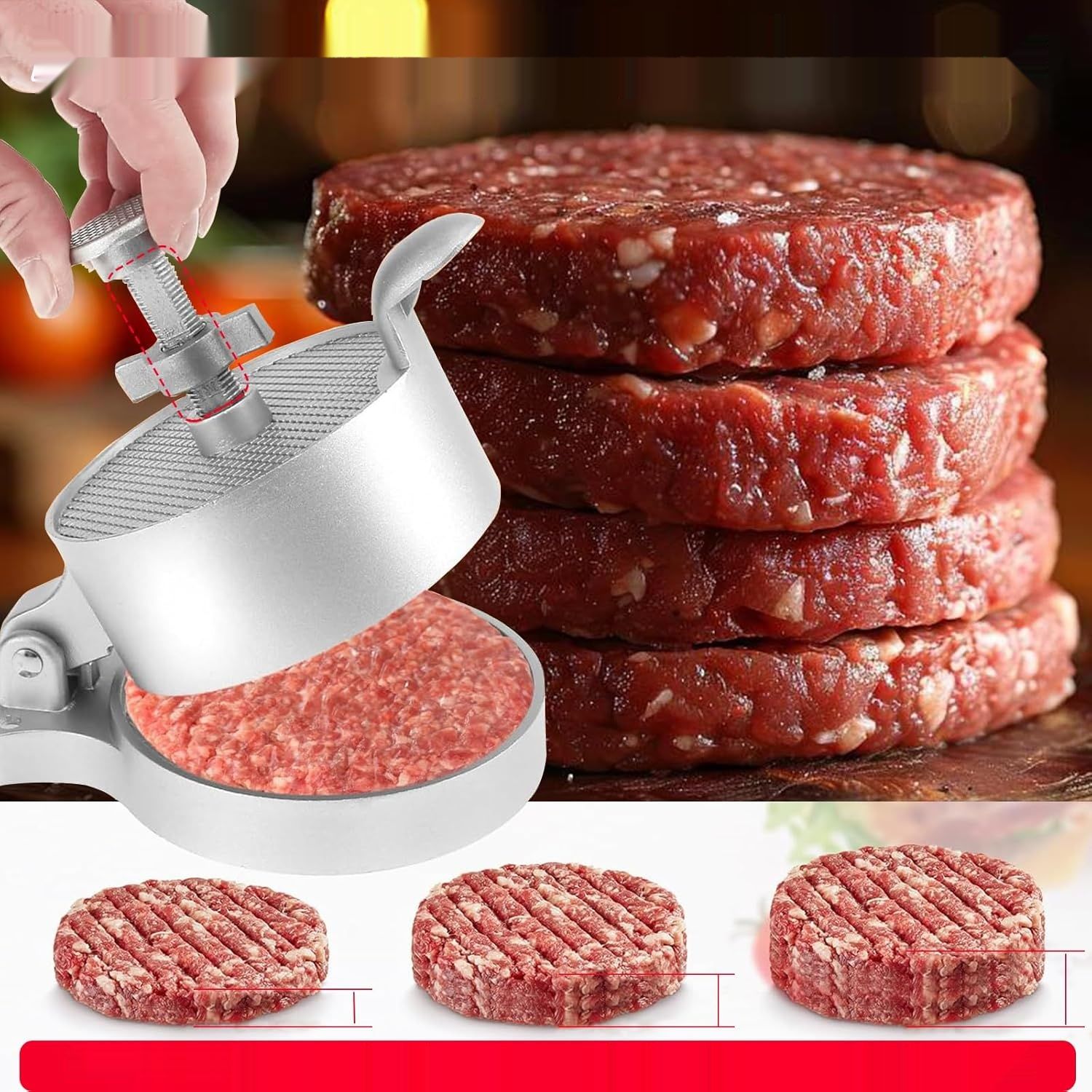 Prasa do hamburgerów o średnicy 11 cm do hamburgerów i mięsa.