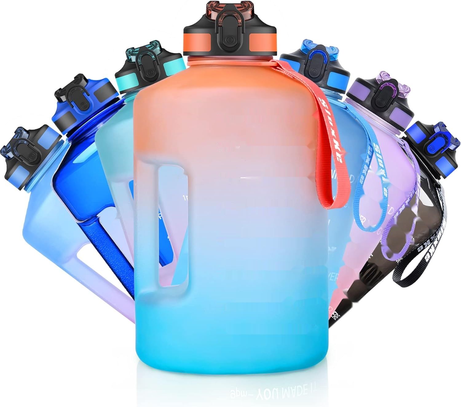 SLUXKE Butelka sportowa 2,2 l/3,78 l, BPA free, zabezpieczona przed wyciekiem