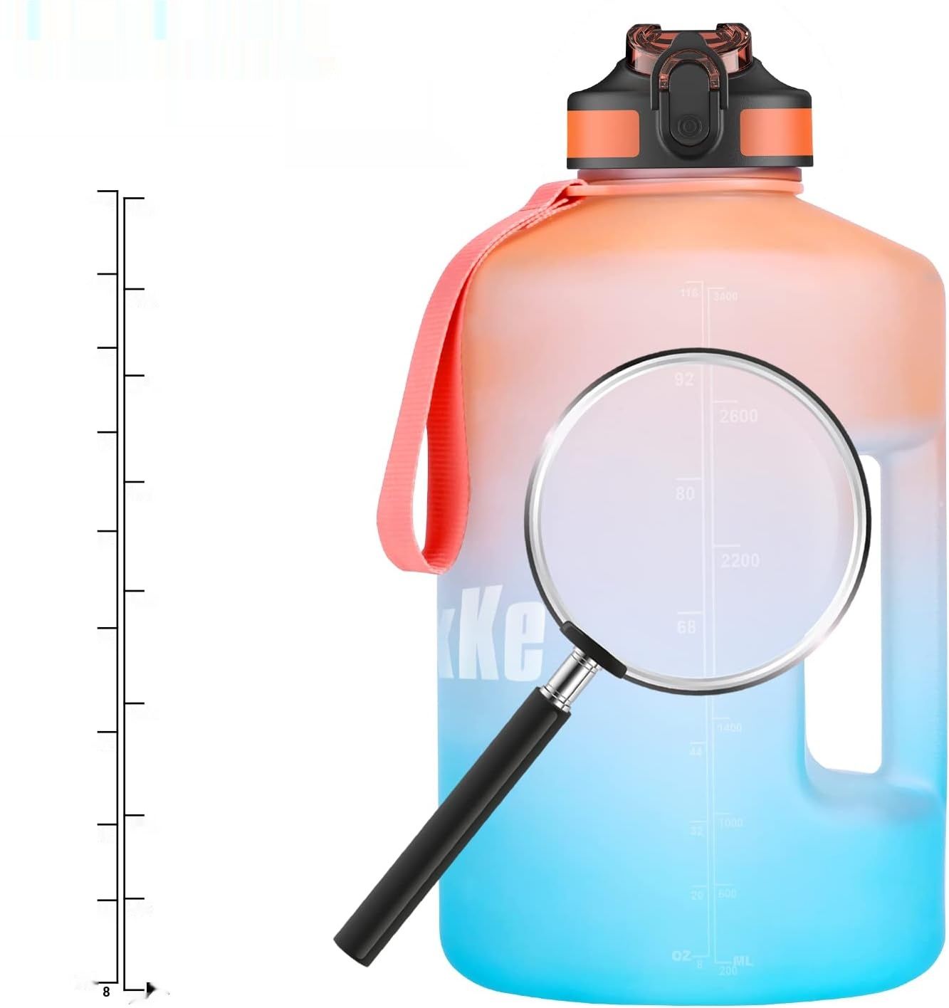 SLUXKE Butelka sportowa 2,2 l/3,78 l, BPA free, zabezpieczona przed wyciekiem