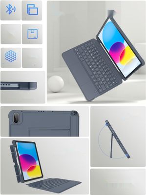 Nuflaz Klawiatura iPada 10. gen 2022, AZERTY, Podświetlenie 7 kolorów