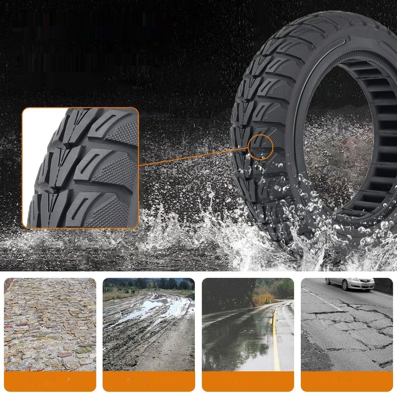 Zestaw 2 opon 9,5&quot; do NIU KQi 3, 9,5 x 2,5-6,1 - Pełne gumowe opony.