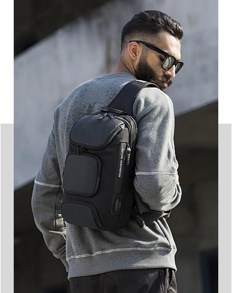OZUKO Torba na Ramię Crossbody Bolsos Hombre z USB, Antykradzieżowa