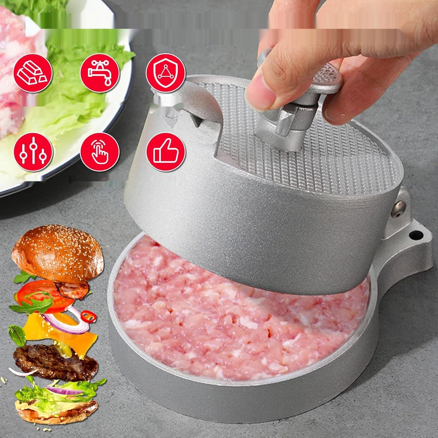 Prasa do hamburgerów o średnicy 11 cm do hamburgerów i mięsa.