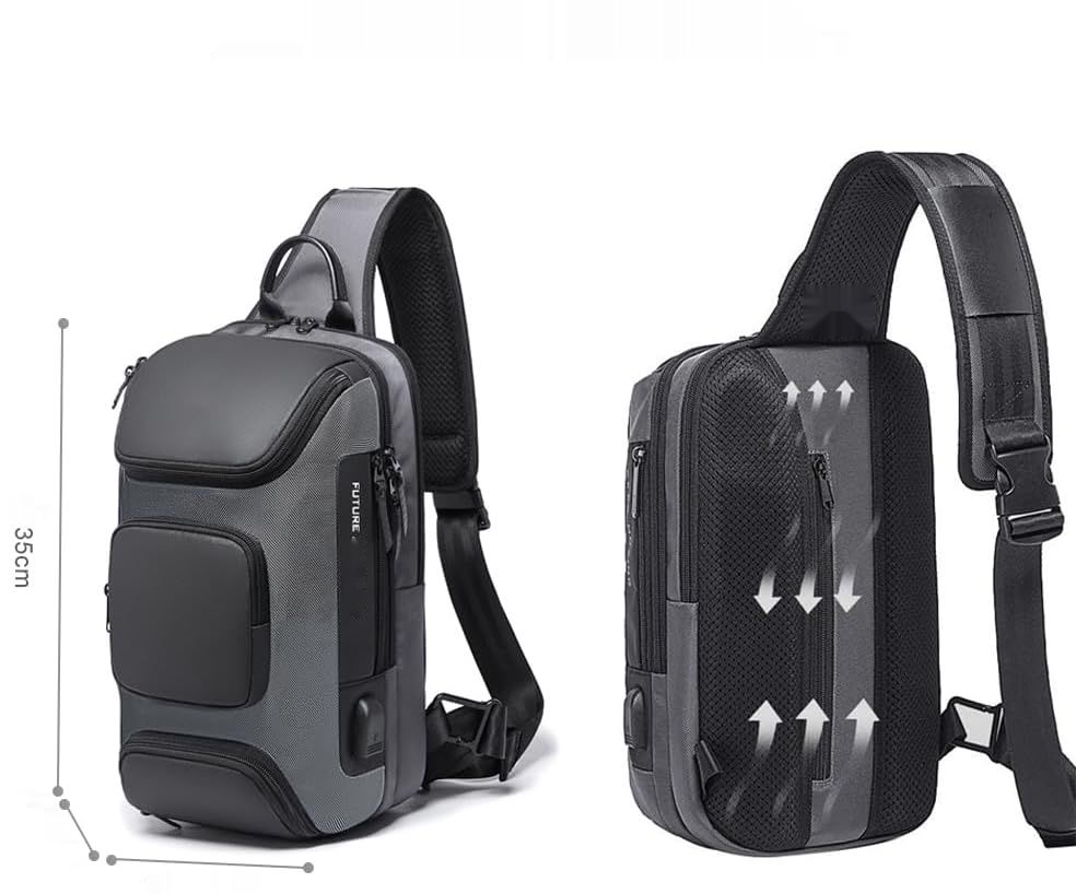 OZUKO Torba na Ramię Crossbody Bolsos Hombre z USB, Antykradzieżowa